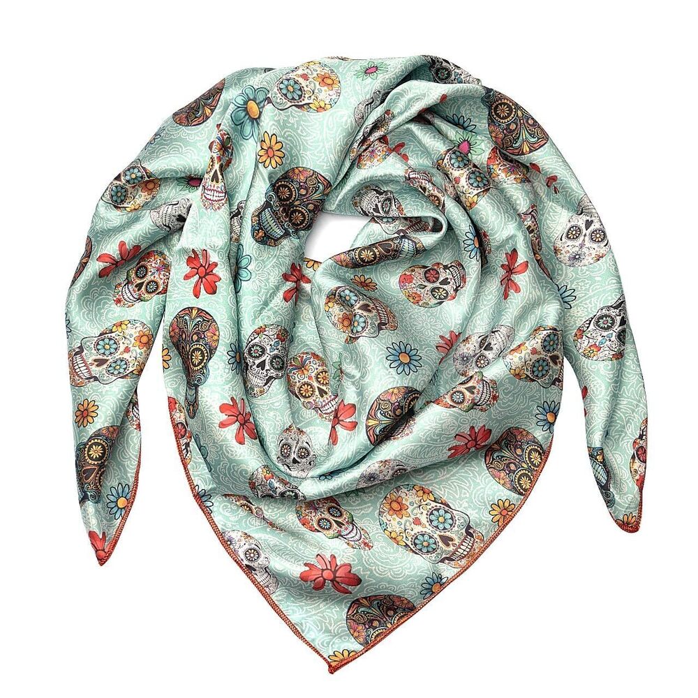 7661 Wild Rag Silk Scarf 36'', Western Cowboy Bandana Square Silky Wild